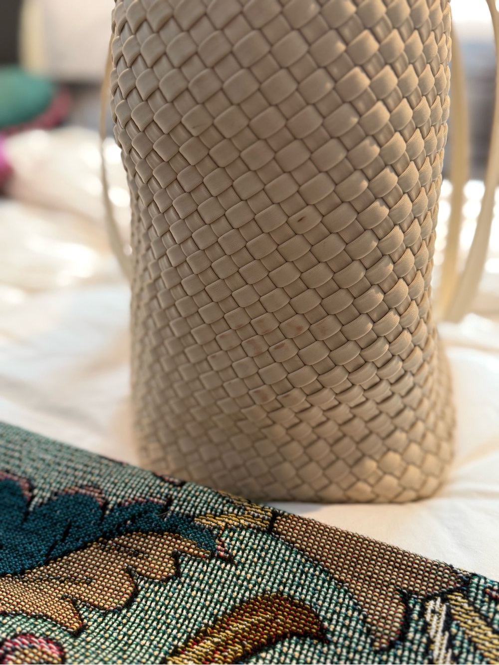 Naghedi Ecru Woven Tote Bag - Jetsetter Small Tote - Picture 14 of 15
